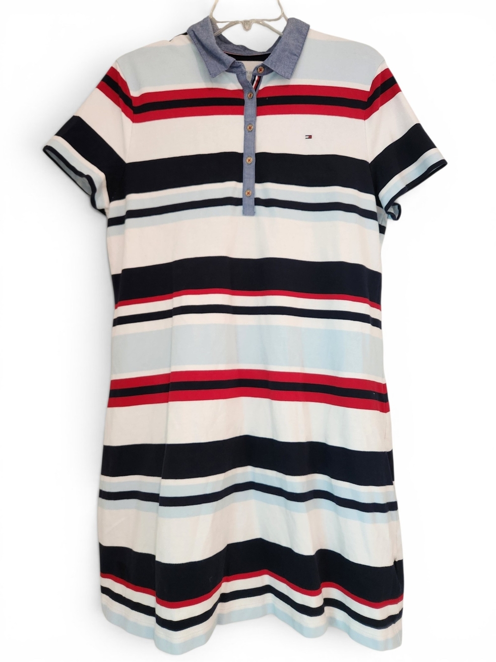 Tommy Hilfiger Striped Polo Dress — Navy, Red, White